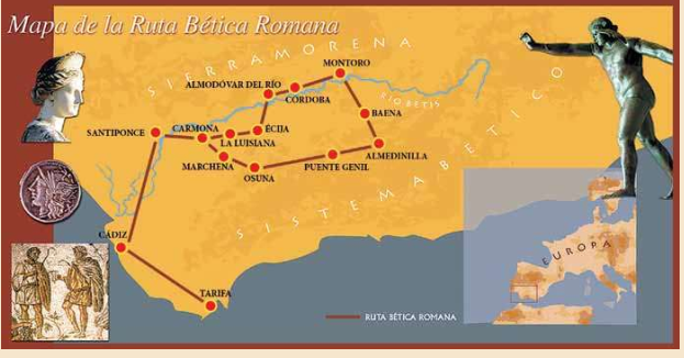 karte über die RutaBética Romana, Römisch-Baetische Provinz